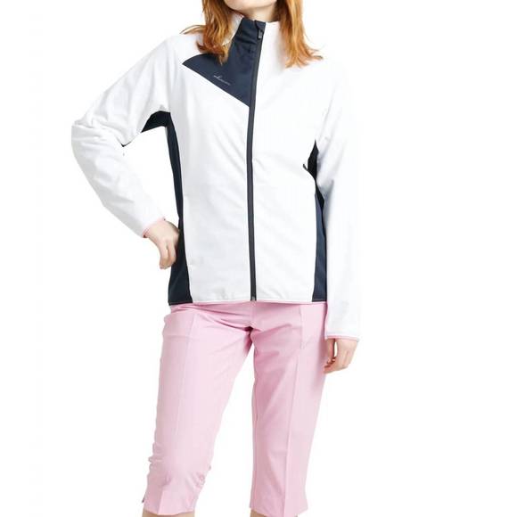 NEW ABACUS SPORTSWEAR US ardfin softshell mock neck jacket in white navy